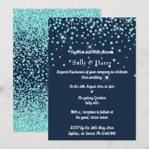 Navy Mint Diamonds Hochzeit Aqua Green Kristall Einladung