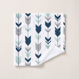 Navy, Mint und Gray Fletching Arrow Badhandtuch Set