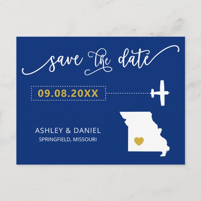 Navy Missouri Hochzeit Speichern Sie die Datumskar Postkarte (Vorderseite)