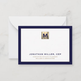 Navy mit Luxury Gold Initial Logos Mitteilungskarte