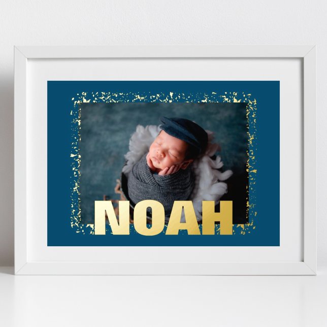 NAVY Modern Bold TEXT GOLD FRAME FOTO Foliendrucke (Von Creator hochgeladen)
