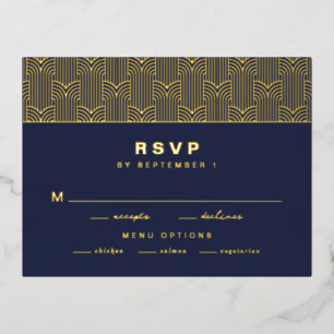Navy Modern Foil RSVP Card Folie Einladungspostkarte