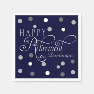 Navy Modern Retirement Party, Custom Napkins Serviette