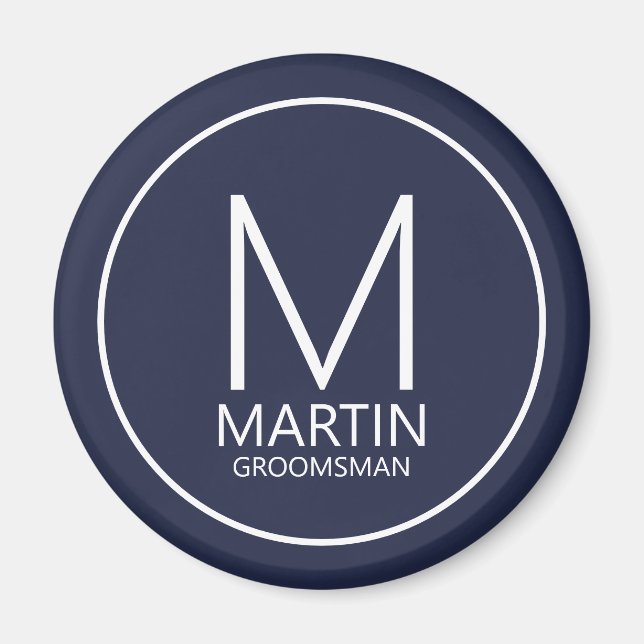 Navy Moderne, Personalisierte Monogram- und Name-T Magnet (Vorne)