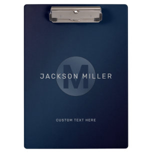 Navy Moderne personalisierte Monogramm Klemmbrett