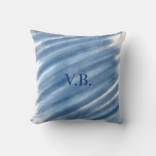 Navy Monogramm fügen Namen Wasserfarbe hinzu Kissen