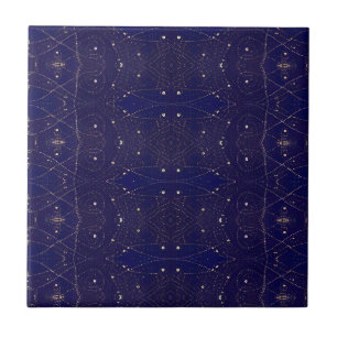 Navy Nachthimmel mit Sternen geometrisch gestaltet Fliese