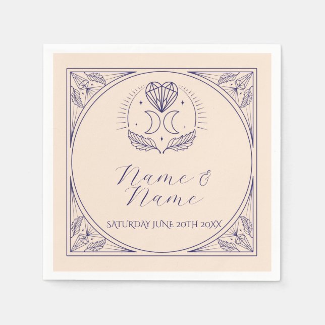 Navy Napkins Hochzeiten Namen Tarot Karten Sterne  Serviette (Vorderseite)
