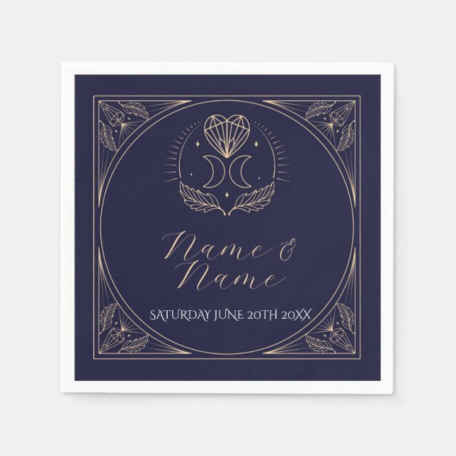 Navy Napkins Hochzeiten Namen Tarot Karten Sterne  Serviette (Vorderseite)