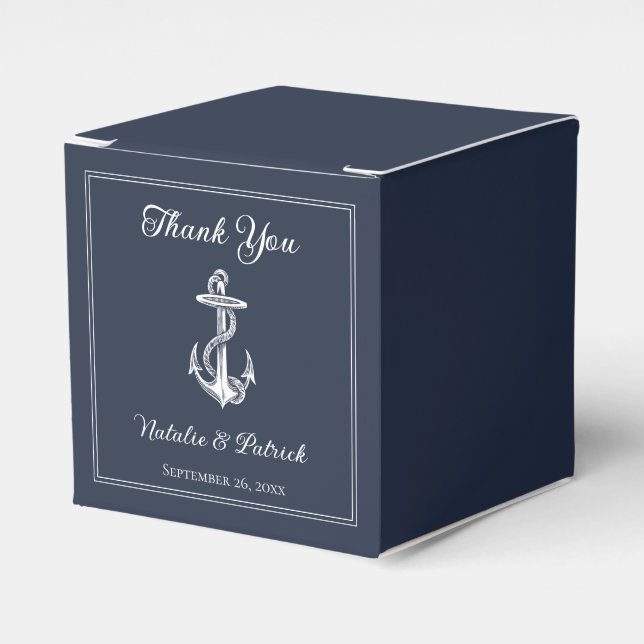Navy Nautic Anchor Gastgeschenk Hochzeit Boxes Geschenkschachtel (Vorderseite)