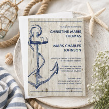 Navy Nautic Sketch Anchor Rustikale Hochzeit