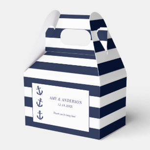 Navy Nautical Anchor Striped Wedding Custom Geschenkschachtel