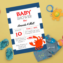 Navy Nautical Crab Baby Shower Einladung