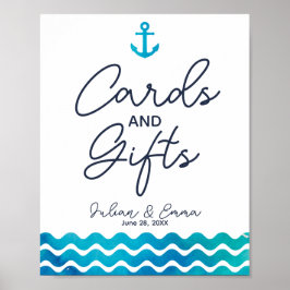 Navy Nautical Hochzeitskarten & Geschenkpapier Poster