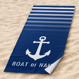 Navy Nautical Vintag Ankerplatz Ihr Name oder Boot Strandtuch