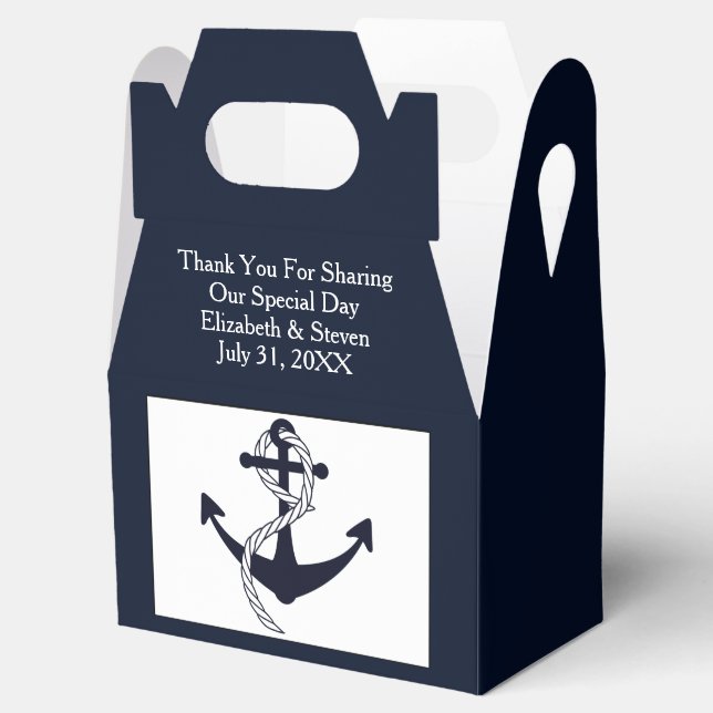 Navy Nautical Wedding Anchor Moderne Gefälligkeits Geschenkschachtel (Geöffnet)