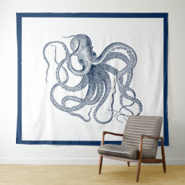 Navy-nautischer Vintager Oktopus Wandteppich