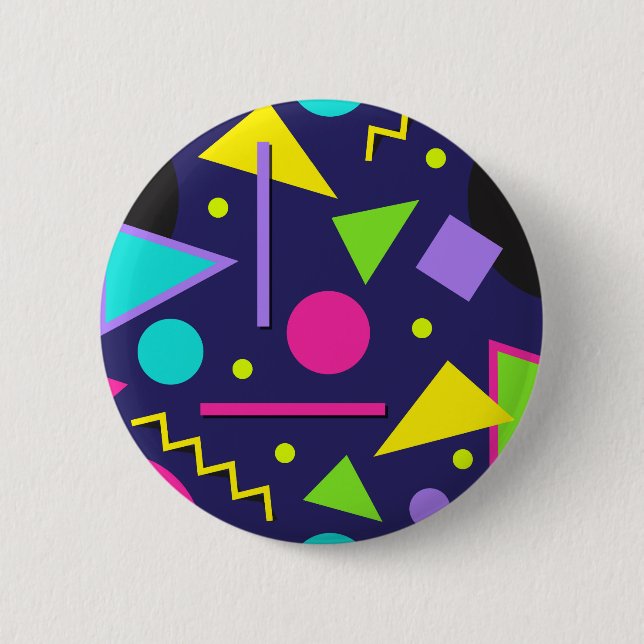 Navy Neon Abstract Button (Vorderseite)