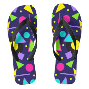 Navy Neon Abstrakt Flip Flops