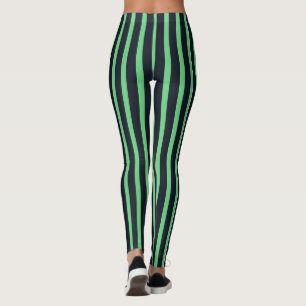 navy & neon green stripes leggings