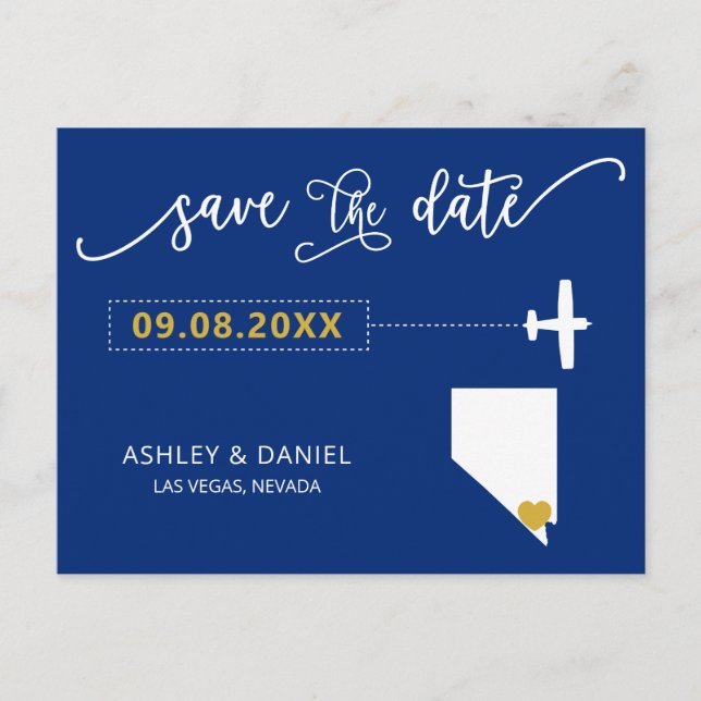 Navy Nevada Hochzeit Speichern Sie die Datumskarte Postkarte (Vorderseite)