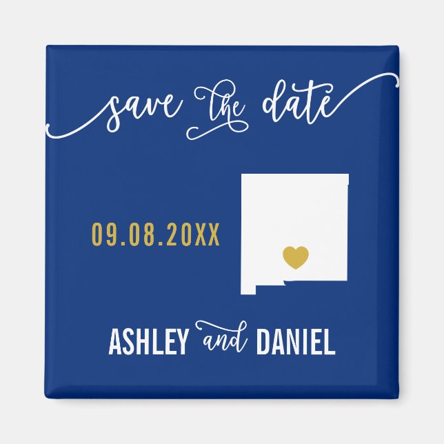 Navy New Mexico Wedding Save the Date Map Magnet (Vorne)