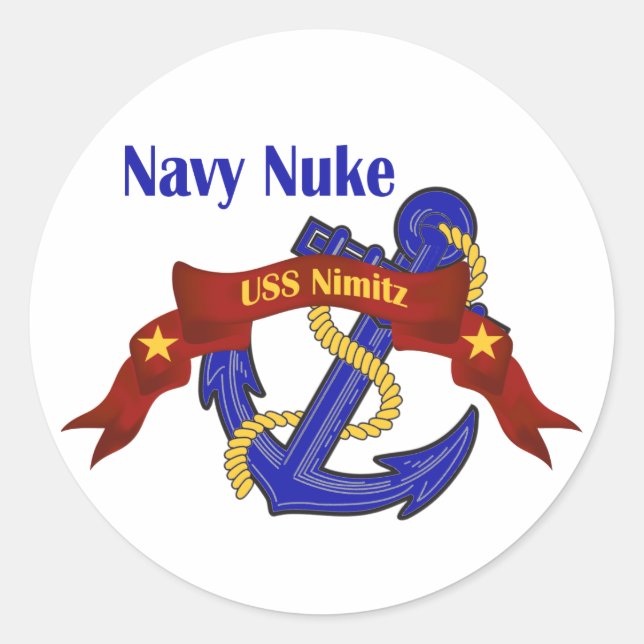 Navy Nuke ~ USS Nimitz Runder Aufkleber (Vorderseite)