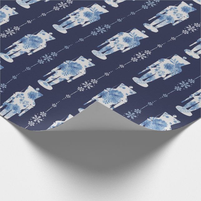 Navy Nutcracker Wrapping Paper Geschenkpapier (Ecke)