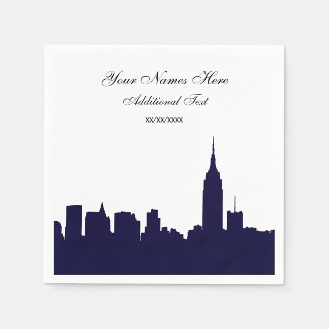 Navy NYC Skyline Silhouette, ESB Serviette (Vorderseite)