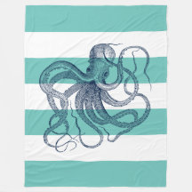 Navy Oktopus auf weißen und türkisfarbenen Streife