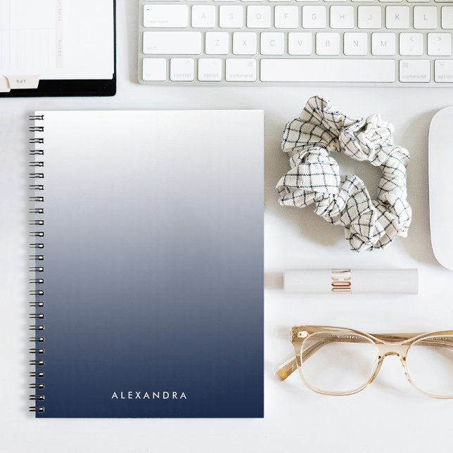 Navy Ombre Gradient Personalisiert Notizblock (Von Creator hochgeladen)