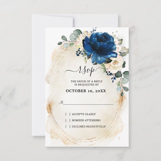 Navy Or Blanc Champagne Roses RSVP (Devant)