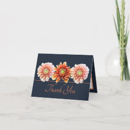 Navy Orange Dahlia Chic Bouquet Vielen Dank Karte