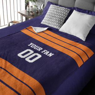 Navy & Orange Football Personalisiert Fleecedecke