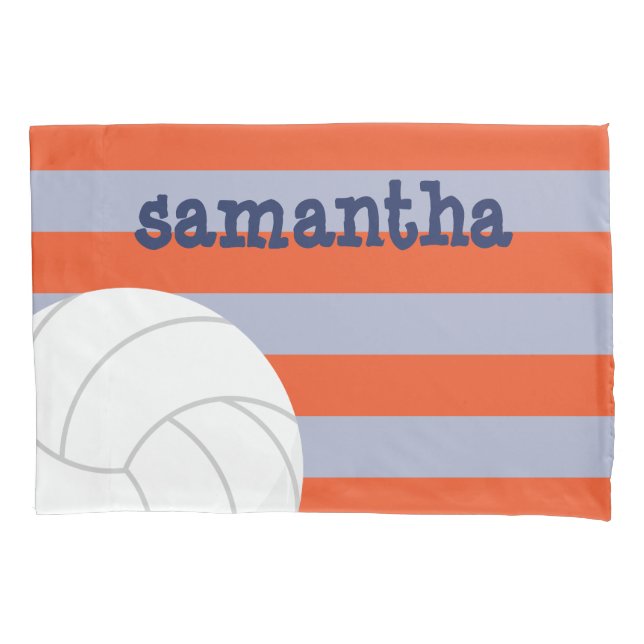 Navy & Orange Giant Volleyball Stripteppich Case Kissenbezug (Vorderseite)