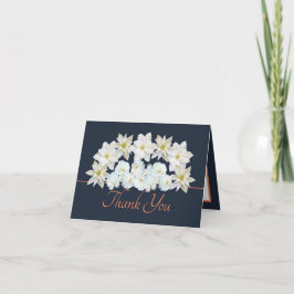 Navy Orange Hübsch White Blume Bouquet Vielen Dank Karte