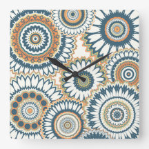 Navy Orange Multi-Mandala Design
