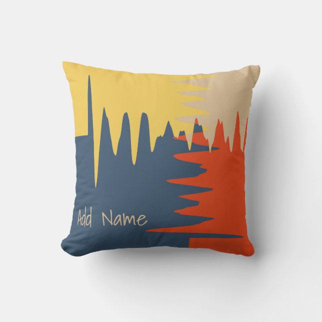 Navy Orange Yellow Beige Kissen (Vorderseite)