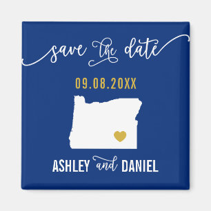 Navy Oregon Hochzeit Speichern Sie die Datumskarte Magnet