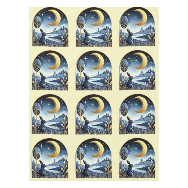 Navy Ostersonne in der Nacht Tischdecke (Vorderseite)