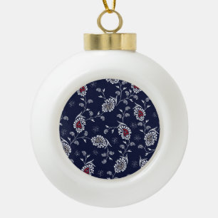 Navy Paisley: Elegantes Musterdesign. Keramik Kugel-Ornament