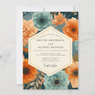 Navy Paprika Opulente Hochzeit Einladung