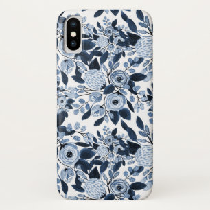 Navy Pastel Blue Watercolor Blumenmuster Case-Mate iPhone Hülle
