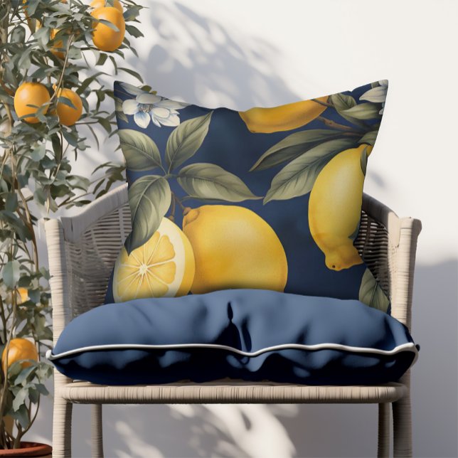 Navy Patio Outdoor Lemons European Kissen (Von Creator hochgeladen)