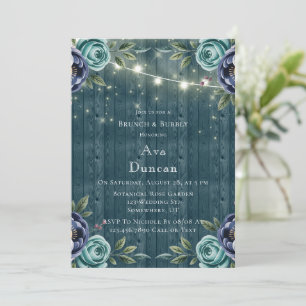 Navy Peonies & Turquoise Rose Brunch & Bubbly Einladung