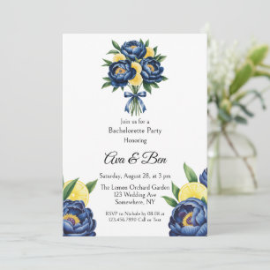 Navy Peony Citrus Paint Floral Junggeselinnen-Absc Einladung
