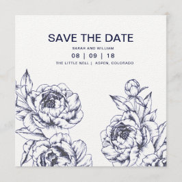 Navy Peony Simple Save the Date