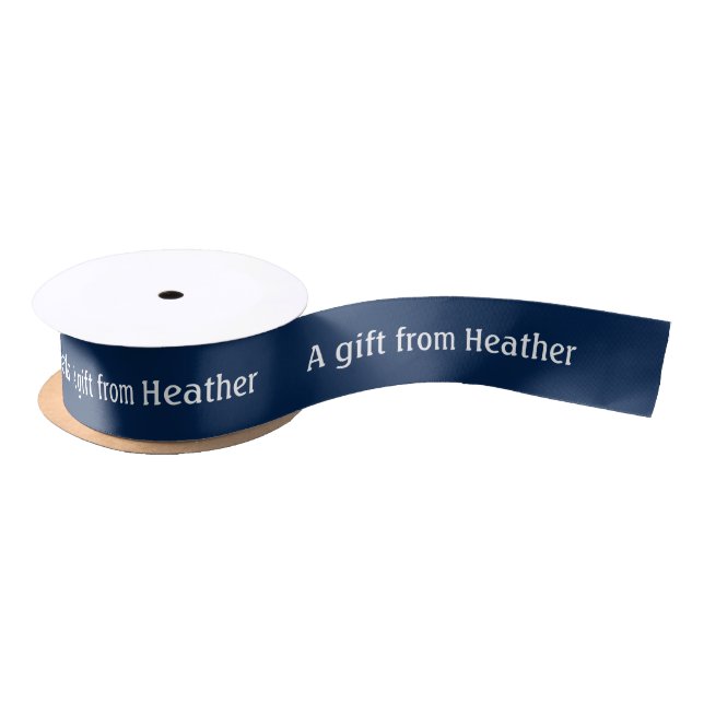 Navy Personalisiert Gift Name Satinband (Spule)