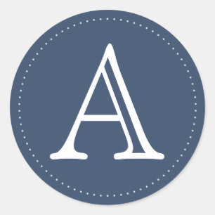 Navy Personalisiert Monogram Round Stickers