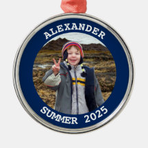 Navy Personalisiert Round Family Foto